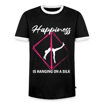 Aerial Silk Circus for Aerial Silk Performers - Men's Ringer Shirt - black/white - Front - AI Model Female 172 light (172cm) & AI Model Male 178 light (178cm)