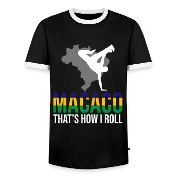 Ginga Capoeira pour les arts martiaux brésiliens - T-shirt contrasté Homme - noir/blanc - Devant - AI Model Female 172 light (172cm) & AI Model Male 178 light (178cm)