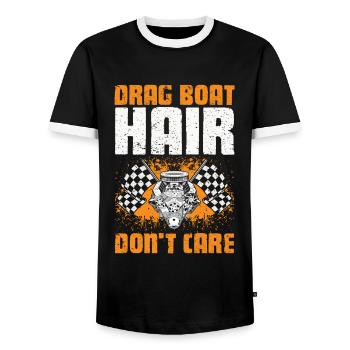 Conception de bateaux de dragster pour les plaisanciers de course - T-shirt contrasté Homme - noir/blanc - Devant - AI Model Female 172 light (172cm) & AI Model Male 178 light (178cm)