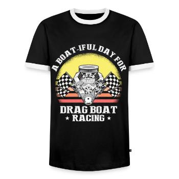 Speedboat Racing Design for Racing Boaters - Men's Ringer Shirt - black/white - Front - AI Model Female 172 light (172cm) & AI Model Male 178 light (178cm)
