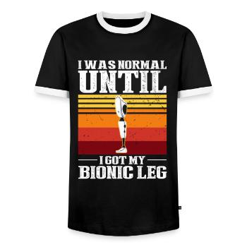 Conception de jambe bionique pour prothèses de jambe - T-shirt contrasté Homme - noir/blanc - Devant - AI Model Female 172 light (172cm) & AI Model Male 178 light (178cm)