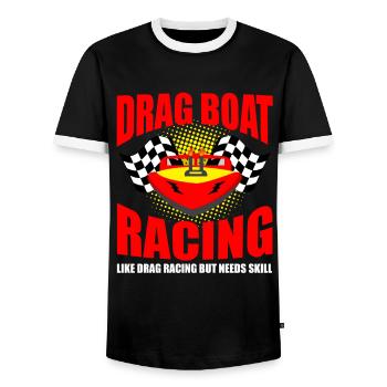 Speedboat Racing Design for Racing Boaters - Men's Ringer Shirt - black/white - Front - AI Model Female 172 light (172cm) & AI Model Male 178 light (178cm)