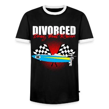 Conception de bateaux de course pour les courses de dragsters - T-shirt contrasté Homme - noir/blanc - Devant - AI Model Female 172 light (172cm) & AI Model Male 178 light (178cm)