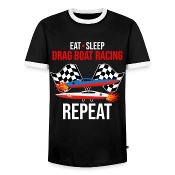Conception de bateaux de dragster pour les plaisanciers de course - T-shirt contrasté Homme - noir/blanc - Devant - AI Model Female 172 light (172cm) & AI Model Male 178 light (178cm)