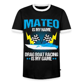 Racing boat design for drag boat racing - Men's Ringer Shirt - black/white - Front - AI Model Female 172 light (172cm) & AI Model Male 178 light (178cm)