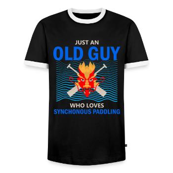 Pagayage de bateaux-dragons pour le festival des courses de bateaux-dragons - T-shirt contrasté Homme - noir/blanc - Devant - AI Model Female 172 light (172cm) & AI Model Male 178 light (178cm)