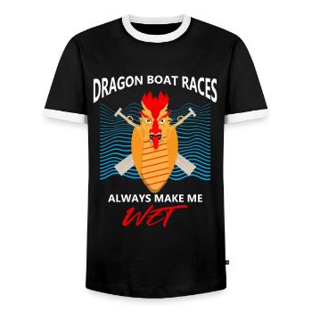 Dragon boating theme for dragon boat paddling - Men's Ringer Shirt - black/white - Front - AI Model Female 172 light (172cm) & AI Model Male 178 light (178cm)