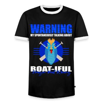 Chinese Boat Race for Dragon Boat Trainers - Men's Ringer Shirt - black/white - Front - AI Model Female 172 light (172cm) & AI Model Male 178 light (178cm)