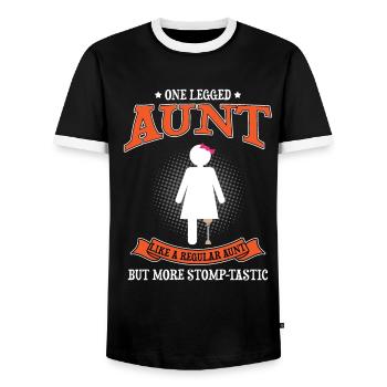 Beinprothesendesign und Beinprothesen - Männer Kontrast-T-Shirt - Schwarz/Weiß - Vorne - AI Model Female 172 light (172cm) & AI Model Male 178 light (178cm)