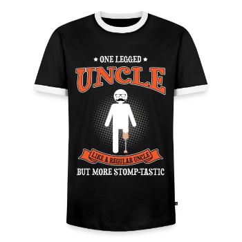 Beinprothesendesign und Beinprothesen - Männer Kontrast-T-Shirt - Schwarz/Weiß - Vorne - AI Model Female 172 light (172cm) & AI Model Male 178 light (178cm)