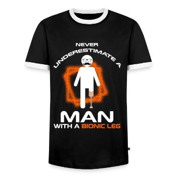 Conception de jambe bionique pour prothèses de jambe - T-shirt contrasté Homme - noir/blanc - Devant - AI Model Female 172 light (172cm) & AI Model Male 178 light (178cm)