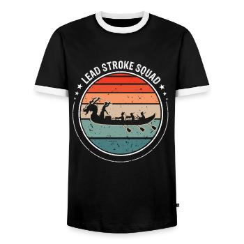 Dragon Boat Racing Theme for Dragon Boating - Men's Ringer Shirt - black/white - Front - AI Model Female 172 light (172cm) & AI Model Male 178 light (178cm)