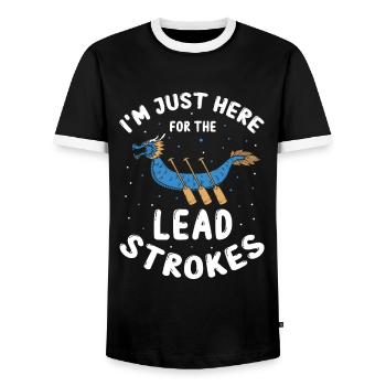 Chinese Boat Race for Dragon Boat Trainers - Men's Ringer Shirt - black/white - Front - AI Model Female 172 light (172cm) & AI Model Male 178 light (178cm)