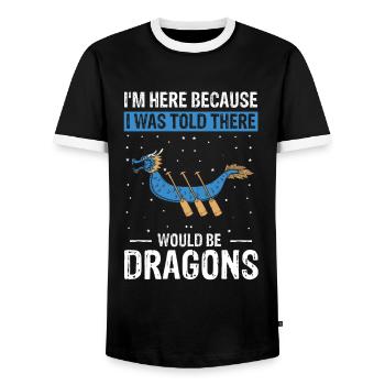 Dragon Boat Trainer and Dragon Boat - Men's Ringer Shirt - black/white - Front - AI Model Female 172 light (172cm) & AI Model Male 178 light (178cm)
