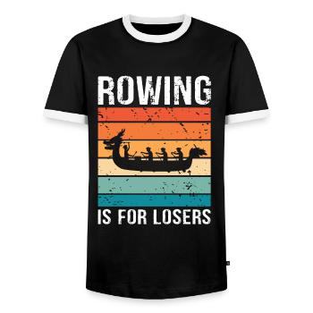 Dragon Boat and Dragon Boat Crew - Men's Ringer Shirt - black/white - Front - AI Model Female 172 light (172cm) & AI Model Male 178 light (178cm)