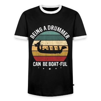 Dragon Boat Racing Theme for Dragon Boating - Men's Ringer Shirt - black/white - Front - AI Model Female 172 light (172cm) & AI Model Male 178 light (178cm)
