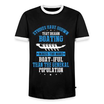 Chinese Boat Race for Dragon Boat Trainers - Men's Ringer Shirt - black/white - Front - AI Model Female 172 light (172cm) & AI Model Male 178 light (178cm)