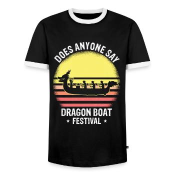 Dragon Boat Crew and Dragon Boat Riding - Men's Ringer Shirt - black/white - Front - AI Model Female 172 light (172cm) & AI Model Male 178 light (178cm)
