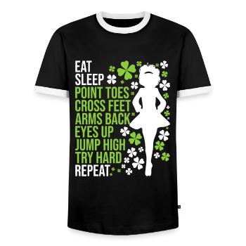Eat Sleep Irish Dance - Irish Dancer - Men's Ringer Shirt - black/white - Front - AI Model Female 172 light (172cm) & AI Model Male 178 light (178cm)