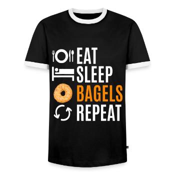 Eat Sleep Bagels Wiederholung - Männer Kontrast-T-Shirt - Schwarz/Weiß - Vorne - AI Model Female 172 light (172cm) & AI Model Male 178 light (178cm)
