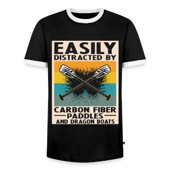 Chinese Boat Race for Dragon Boat Trainers - Men's Ringer Shirt - black/white - Front - AI Model Female 172 light (172cm) & AI Model Male 178 light (178cm)