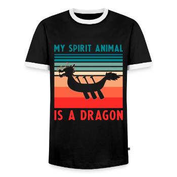 Dragon Boat Trainer and Dragon Boat - Men's Ringer Shirt - black/white - Front - AI Model Female 172 light (172cm) & AI Model Male 178 light (178cm)