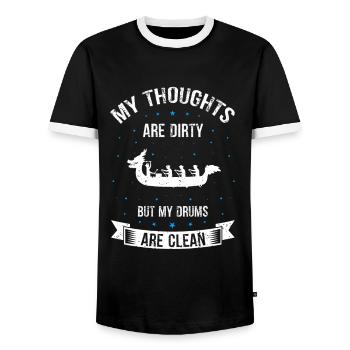 Dragon Boat and Dragon Boat Crew - Men's Ringer Shirt - black/white - Front - AI Model Female 172 light (172cm) & AI Model Male 178 light (178cm)