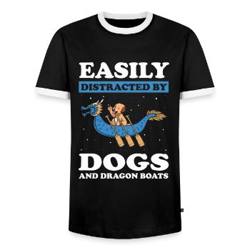 Dragon boat crew and dragon boating - Men's Ringer Shirt - black/white - Front - AI Model Female 172 light (172cm) & AI Model Male 178 light (178cm)