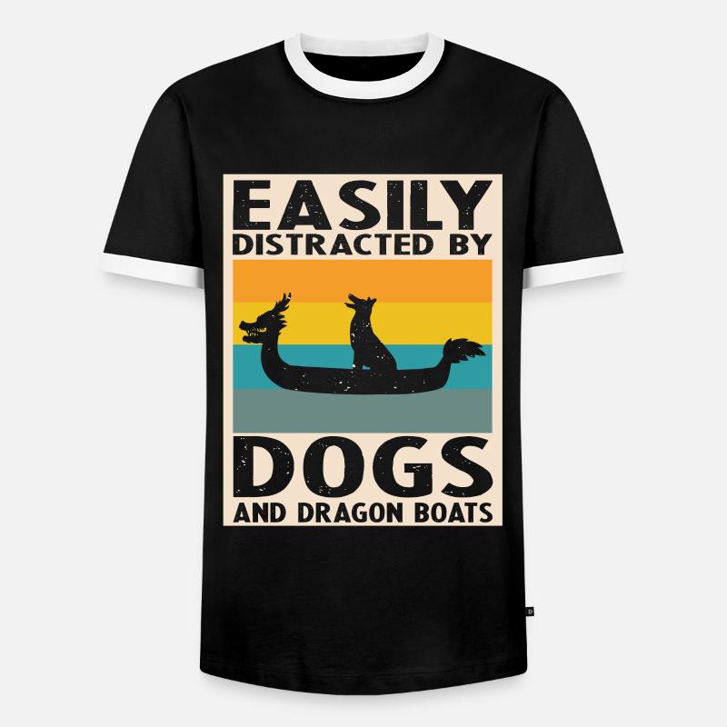 Drachenboot und Drachenboot Crew - Männer Kontrast-T-Shirt - Schwarz/Weiß