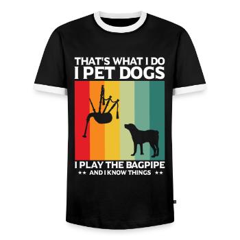 Citation de cornemuse pour les musiciens écossais et de cornemuse - T-shirt contrasté Homme - noir/blanc - Devant - AI Model Female 172 light (172cm) & AI Model Male 178 light (178cm)