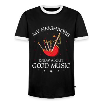 Citation de cornemuse pour les musiciens écossais et de cornemuse - T-shirt contrasté Homme - noir/blanc - Devant - AI Model Female 172 light (172cm) & AI Model Male 178 light (178cm)