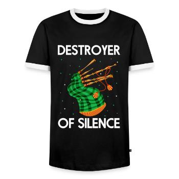Bagpipes for bagpipe teachers and bagpipers - Men's Ringer Shirt - black/white - Front - AI Model Female 172 light (172cm) & AI Model Male 178 light (178cm)