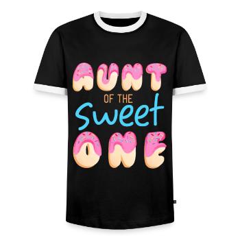 Tante von Sweet One First Birthday Party Matching - Männer Kontrast-T-Shirt - Schwarz/Weiß - Vorne - AI Model Female 172 light (172cm) & AI Model Male 178 light (178cm)