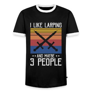 Citation de jeu de rôle pour Larper et Larp - T-shirt contrasté Homme - noir/blanc - Devant - AI Model Female 172 light (172cm) & AI Model Male 178 light (178cm)