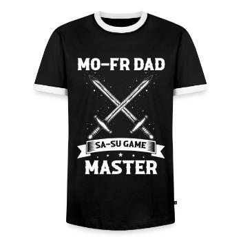Fantasy role-playing game quote for sword fighting - Men's Ringer Shirt - black/white - Front - AI Model Female 172 light (172cm) & AI Model Male 178 light (178cm)