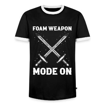 Larping quote for role-playing games and Larper - Men's Ringer Shirt - black/white - Front - AI Model Female 172 light (172cm) & AI Model Male 178 light (178cm)