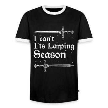 Role-playing game quote for Larper and Larp - Men's Ringer Shirt - black/white - Front - AI Model Female 172 light (172cm) & AI Model Male 178 light (178cm)