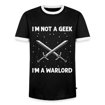 Fantasy role-playing game quote for sword fighting - Men's Ringer Shirt - black/white - Front - AI Model Female 172 light (172cm) & AI Model Male 178 light (178cm)