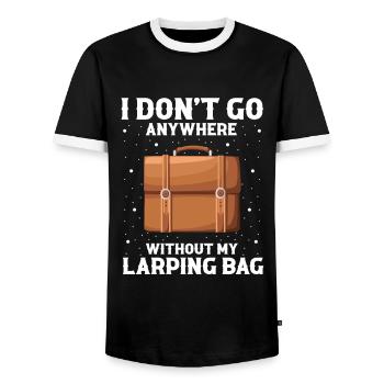 Larping Quote for Roleplaying and Larper - Men's Ringer Shirt - black/white - Front - AI Model Female 172 light (172cm) & AI Model Male 178 light (178cm)
