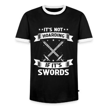 Larping Quote for Roleplaying and Larper - Men's Ringer Shirt - black/white - Front - AI Model Female 172 light (172cm) & AI Model Male 178 light (178cm)