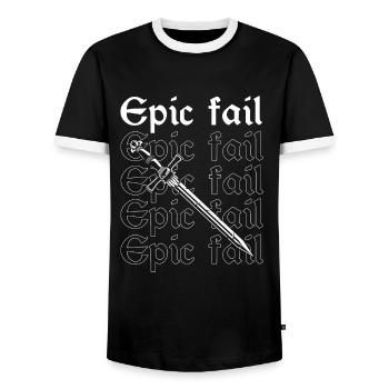 Larping for fantasy role-playing games and sword fights - Men's Ringer Shirt - black/white - Front - AI Model Female 172 light (172cm) & AI Model Male 178 light (178cm)