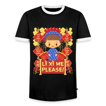 Li Xi Me Please - Vietnamesisches Neujahrsfest - Männer Kontrast-T-Shirt - Schwarz/Weiß - Vorne - AI Model Female 172 light (172cm) & AI Model Male 178 light (178cm)