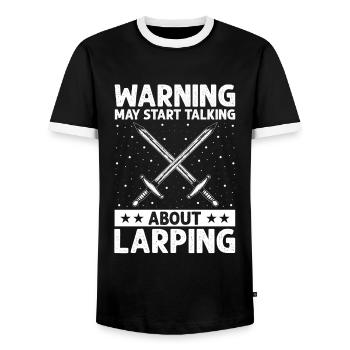 Larping Quote for Role Playing Games and Larpers - Men's Ringer Shirt - black/white - Front - AI Model Female 172 light (172cm) & AI Model Male 178 light (178cm)