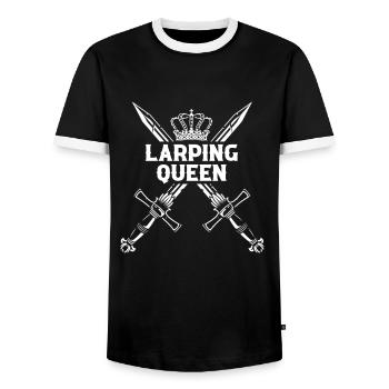 Live-action role-playing game for NPC and RPG role-playing game - Men's Ringer Shirt - black/white - Front - AI Model Female 172 light (172cm) & AI Model Male 178 light (178cm)