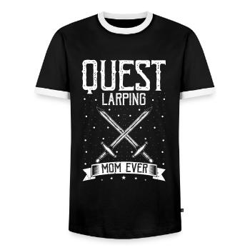 Fantasy role-playing game quote for sword fighting - Men's Ringer Shirt - black/white - Front - AI Model Female 172 light (172cm) & AI Model Male 178 light (178cm)
