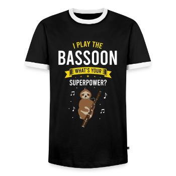 Orchestra and woodwind instrument - Men's Ringer Shirt - black/white - Front - AI Model Female 172 light (172cm) & AI Model Male 178 light (178cm)
