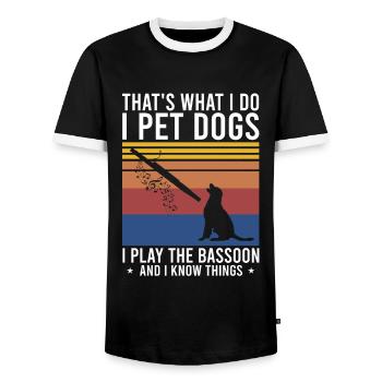 Basson pour basson anches et bassoniste - T-shirt contrasté Homme - noir/blanc - Devant - AI Model Female 172 light (172cm) & AI Model Male 178 light (178cm)