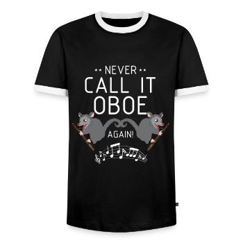 Bassoonist design for woodwind orchestra - Men's Ringer Shirt - black/white - Front - AI Model Female 172 light (172cm) & AI Model Male 178 light (178cm)