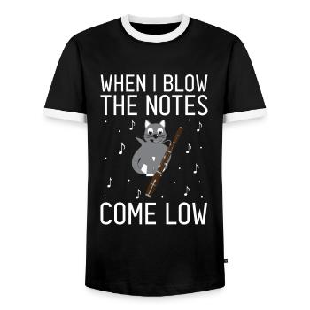 Basson pour basson anches et bassoniste - T-shirt contrasté Homme - noir/blanc - Devant - AI Model Female 172 light (172cm) & AI Model Male 178 light (178cm)