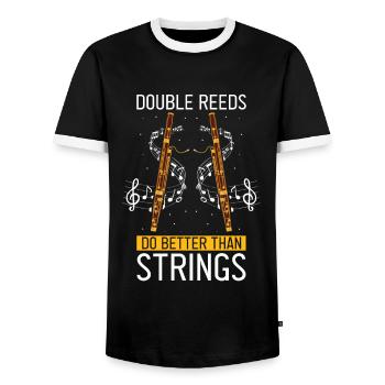 Bassoonist design for woodwind orchestra - Men's Ringer Shirt - black/white - Front - AI Model Female 172 light (172cm) & AI Model Male 178 light (178cm)